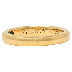 Bailey Banks & Biddle 1915 Alianza de boda antigua de oro amarillo de 18 quilates