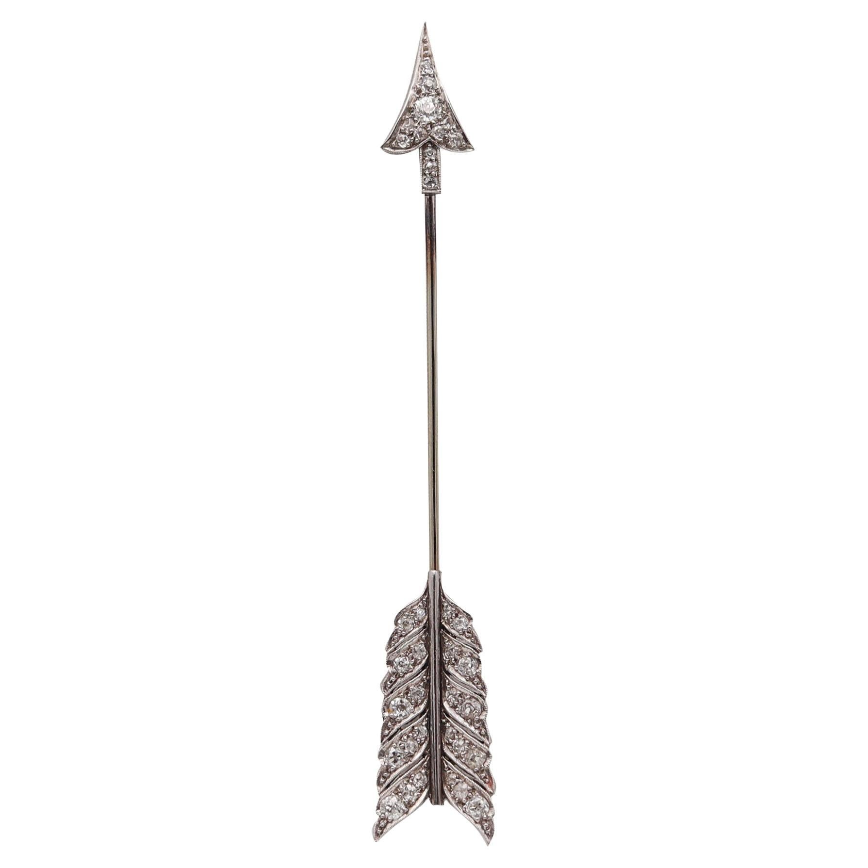 Bailey Banks & Biddle 1925 Arrow Jabot Art déco en platine 18 carats et diamants en vente