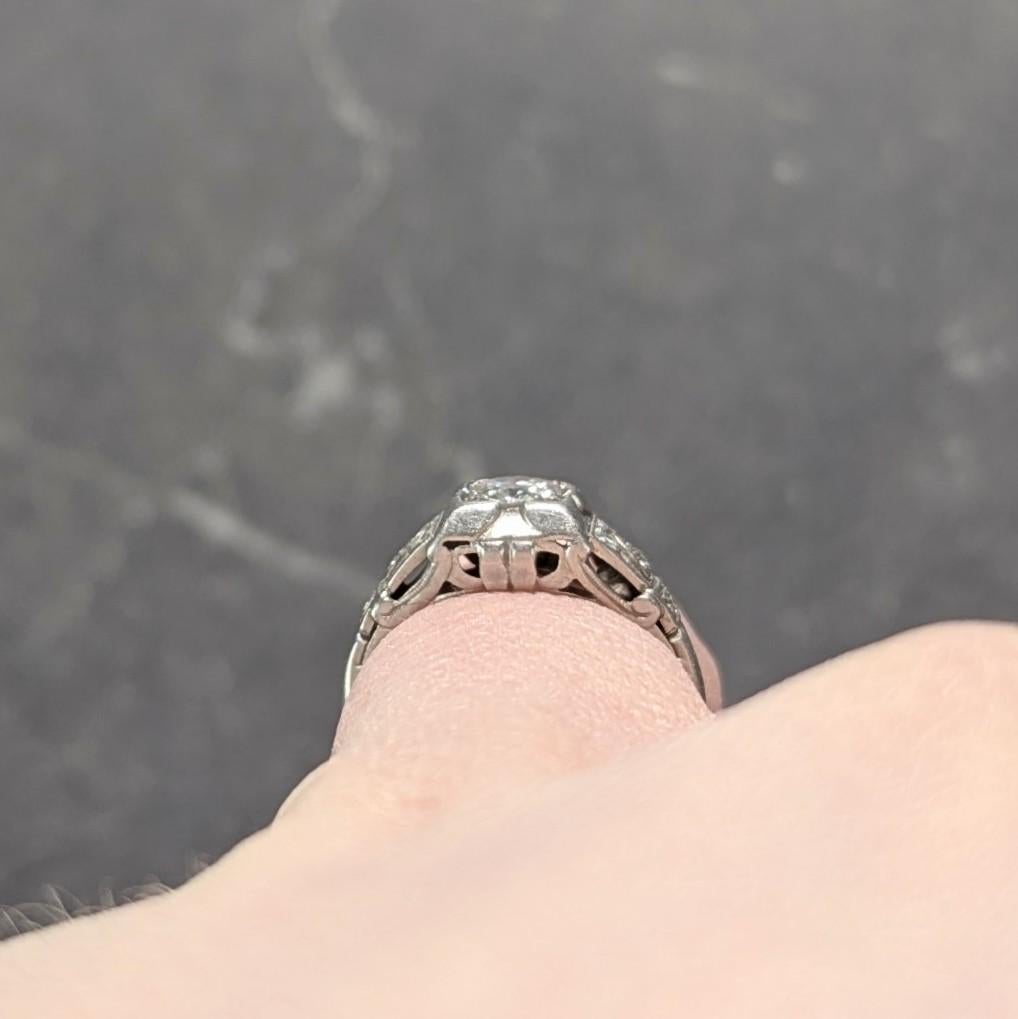 Bailey Banks & Biddle 1938 Art Deco Diamond Platinum Vintage Engagement Ring For Sale 5