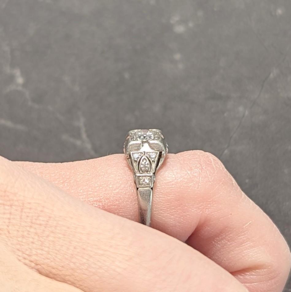 Bailey Banks & Biddle 1938 Art Deco Diamond Platinum Vintage Engagement Ring For Sale 6