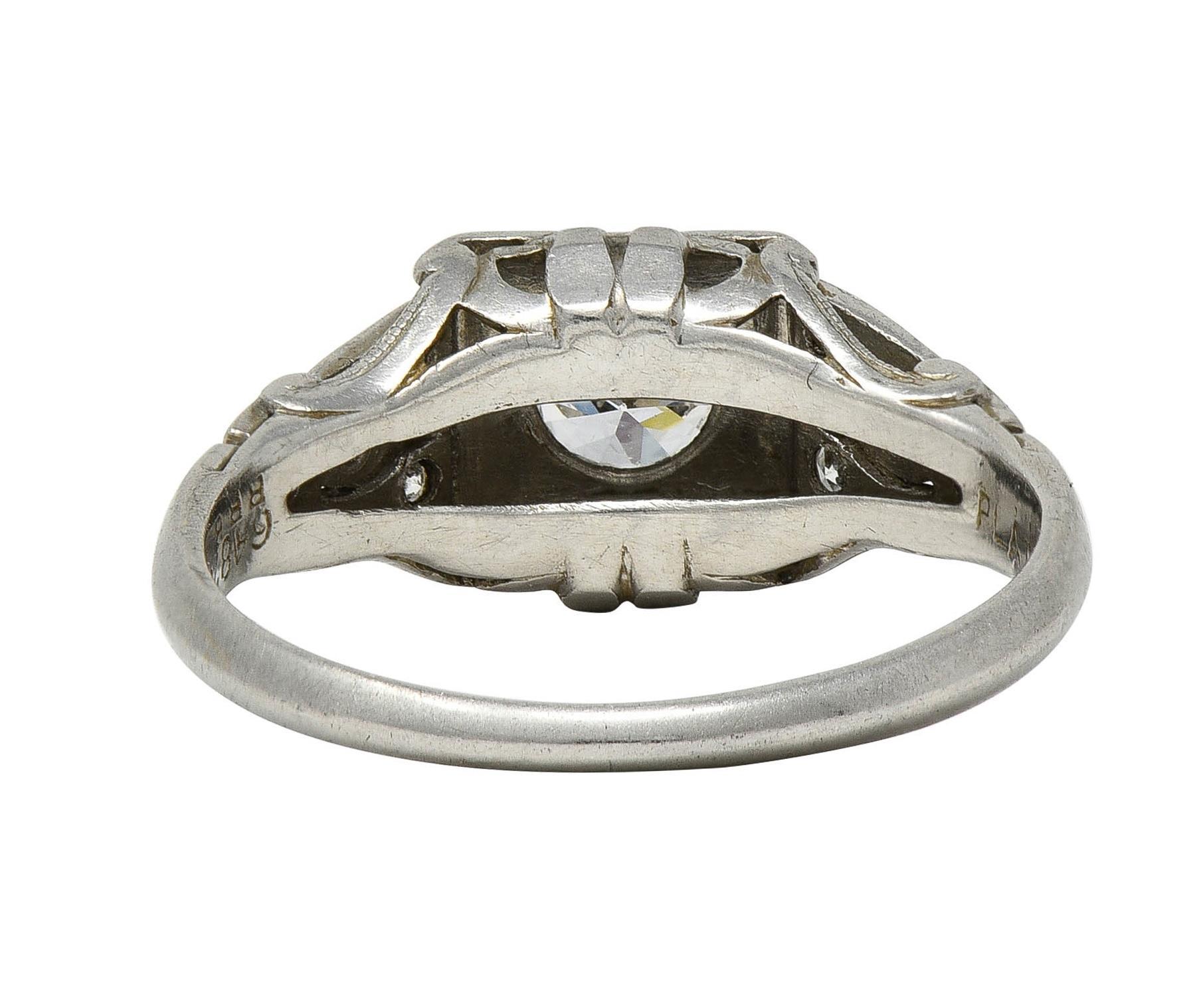 Bailey Banks & Biddle 1938 Art Deco Diamond Platinum Vintage Engagement Ring In Excellent Condition For Sale In Philadelphia, PA