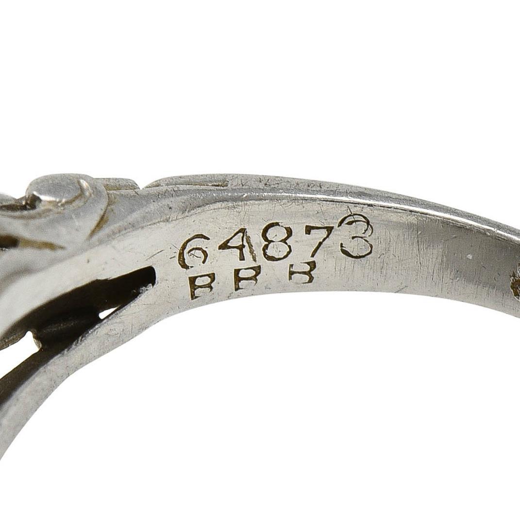 Bailey Banks & Biddle 1938 Art Deco Diamond Platinum Vintage Engagement Ring For Sale 1