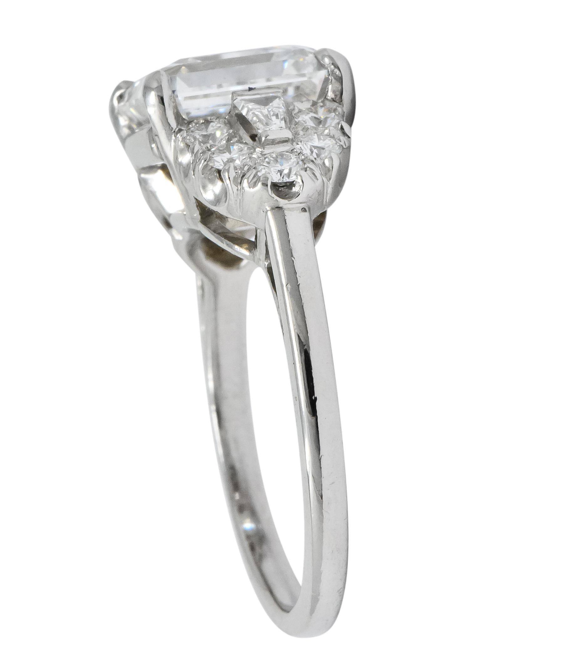 Retro Bailey Banks & Biddle 1940s 4.08 Carat Asscher Diamond Platinum Engagement Ring