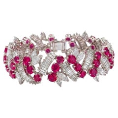 Bailey Banks & Biddle 23.5 Carat Diamond and No Heat Ruby High Jewelry Bracelet