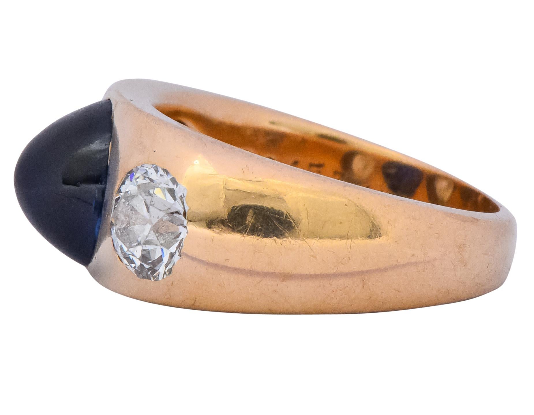Victorian Bailey Banks and Biddle 3.40 Carat No Heat Sapphire Diamond 18 Karat Ring GIA
