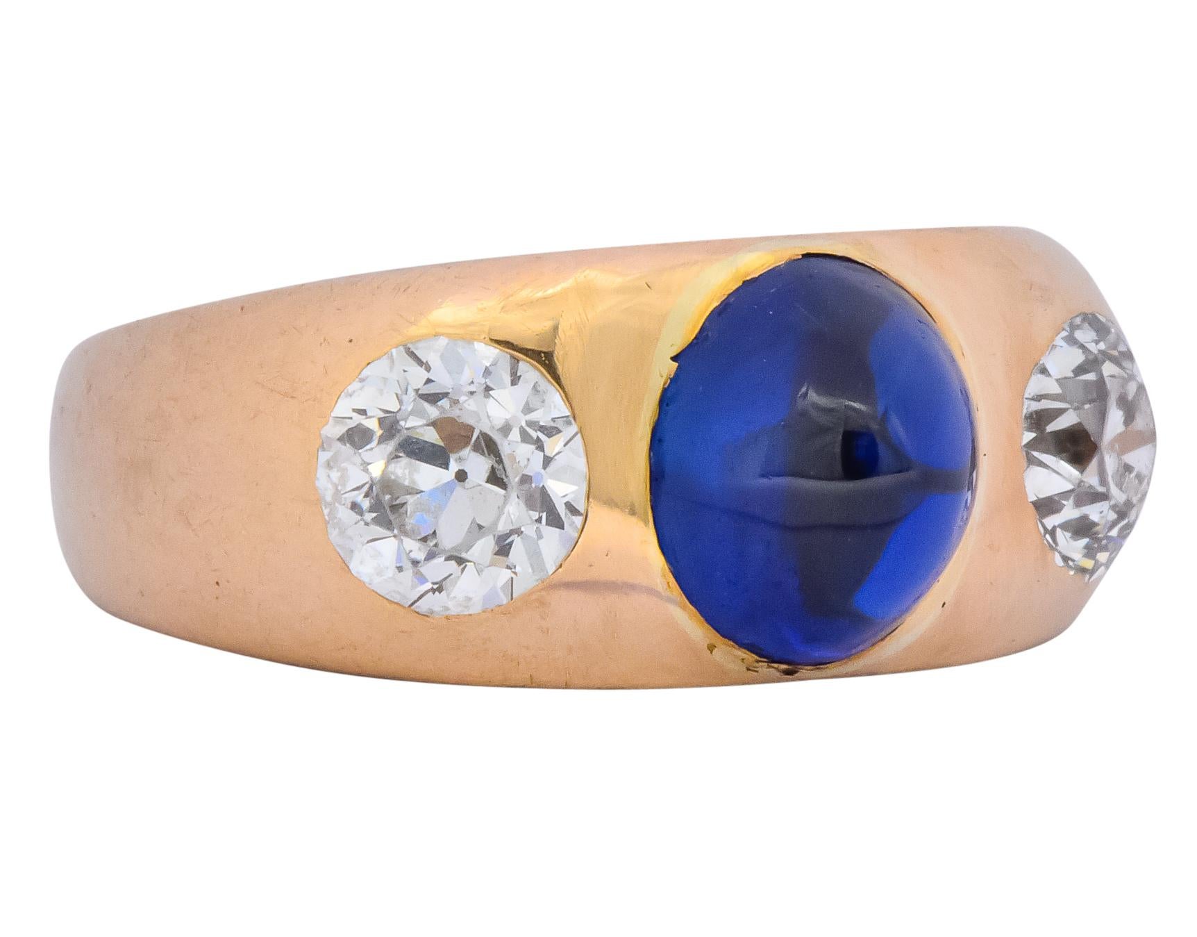 Round Cut Bailey Banks and Biddle 3.40 Carat No Heat Sapphire Diamond 18 Karat Ring GIA