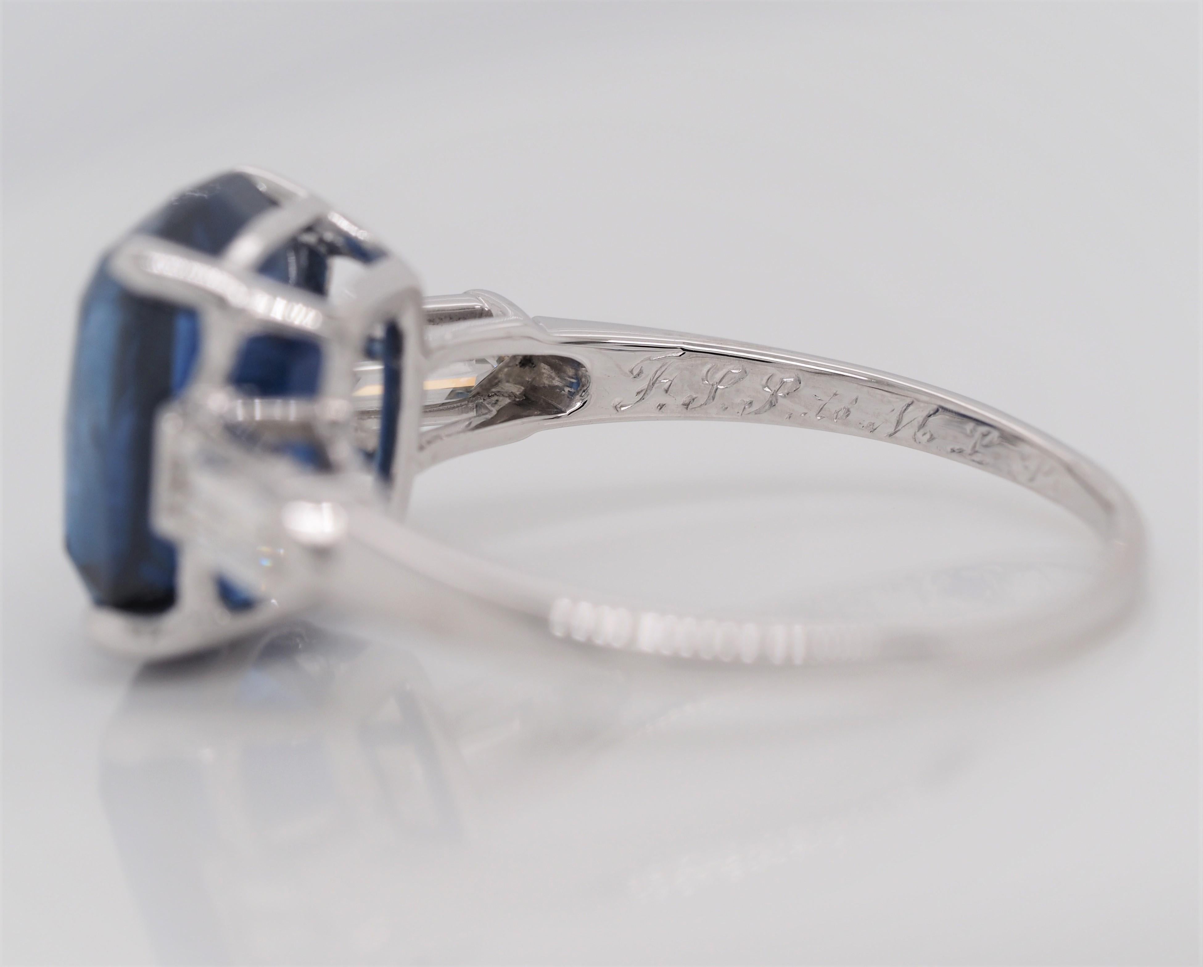 Bailey Banks and Biddle 6.97 Carat Sri Lanka Cushion Sapphire Diamond Ring GIA For Sale 4