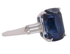 Bailey Banks and Biddle 6.97 Carat Sri Lanka Cushion Sapphire Diamond Ring GIA