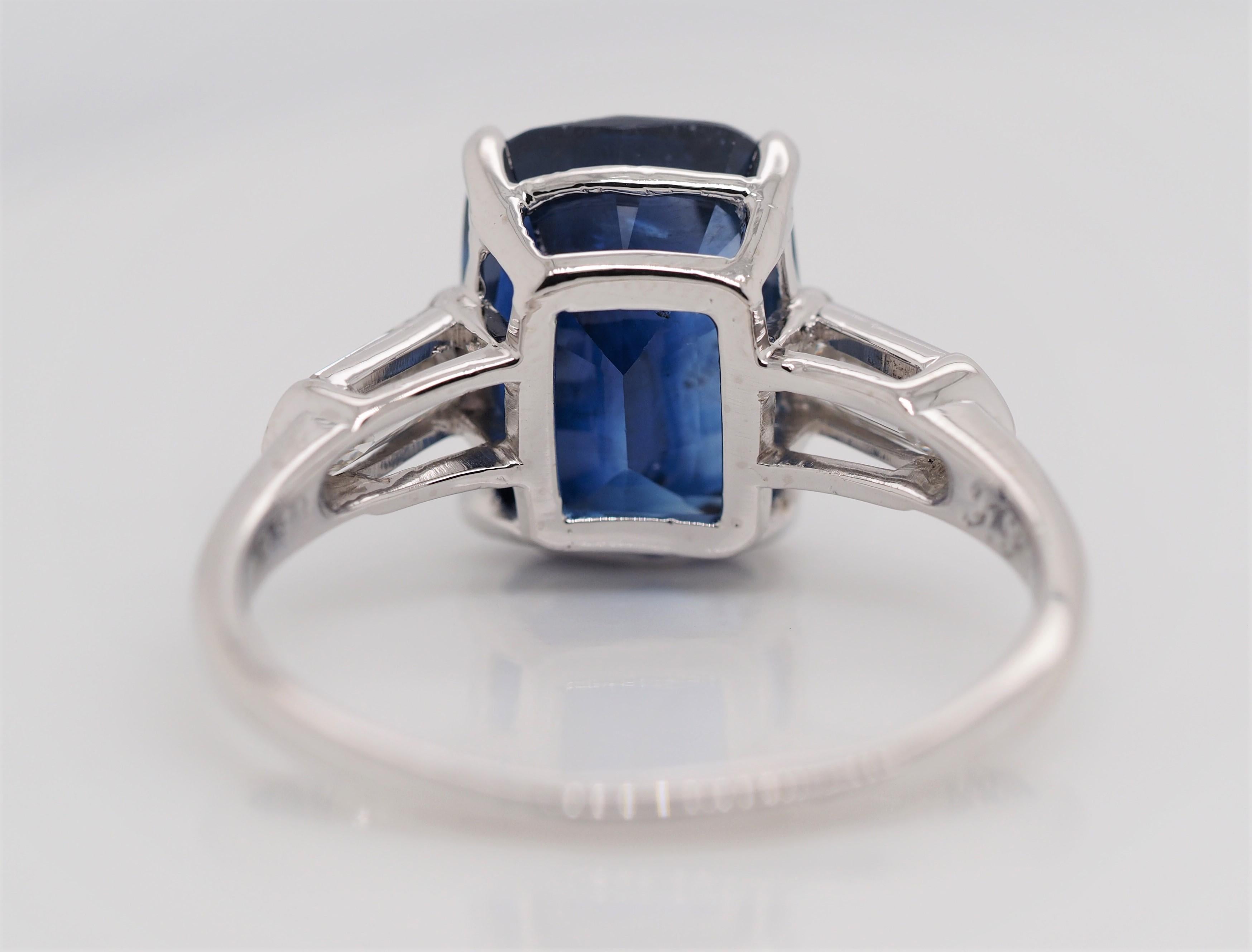 Bailey Banks & Biddle Anillo de diamantes con zafiro en cojín de 6,97 quilates de Sri Lanka GIA en venta 1