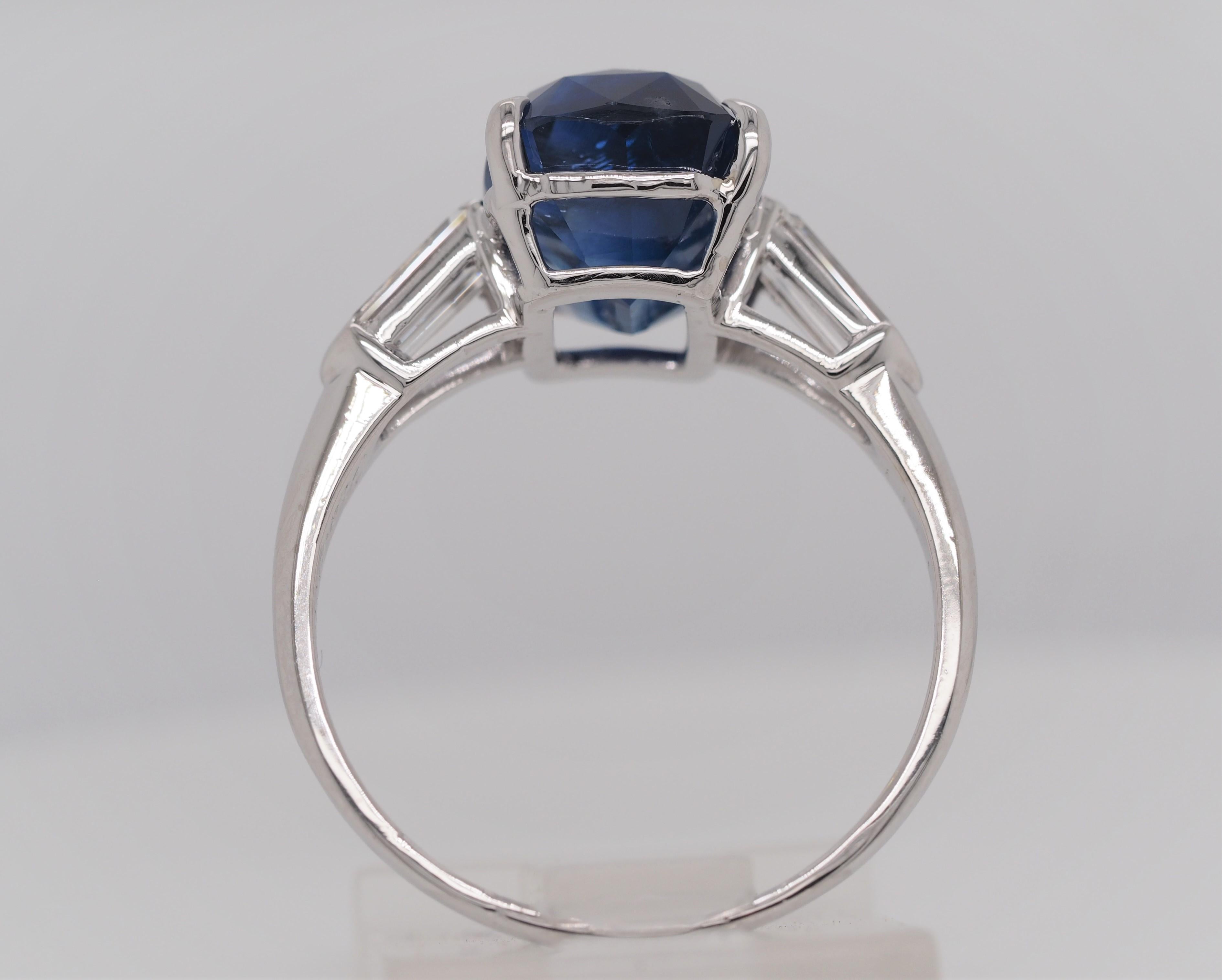 Bailey Banks and Biddle 6.97 Carat Sri Lanka Cushion Sapphire Diamond Ring GIA For Sale 2