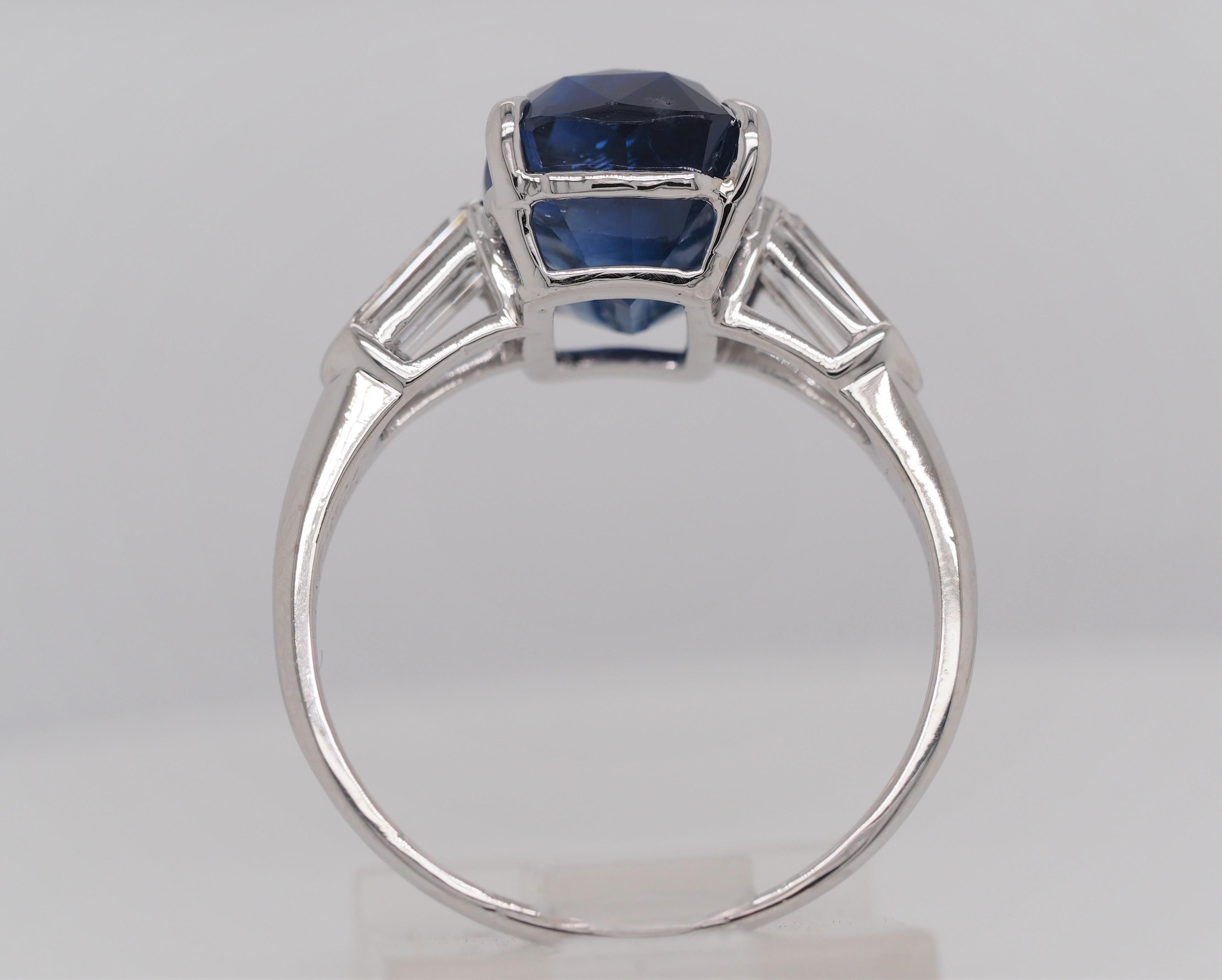 Bailey Banks & Biddle Anillo de diamantes con zafiro en cojín de 6,97 quilates de Sri Lanka GIA en venta 3