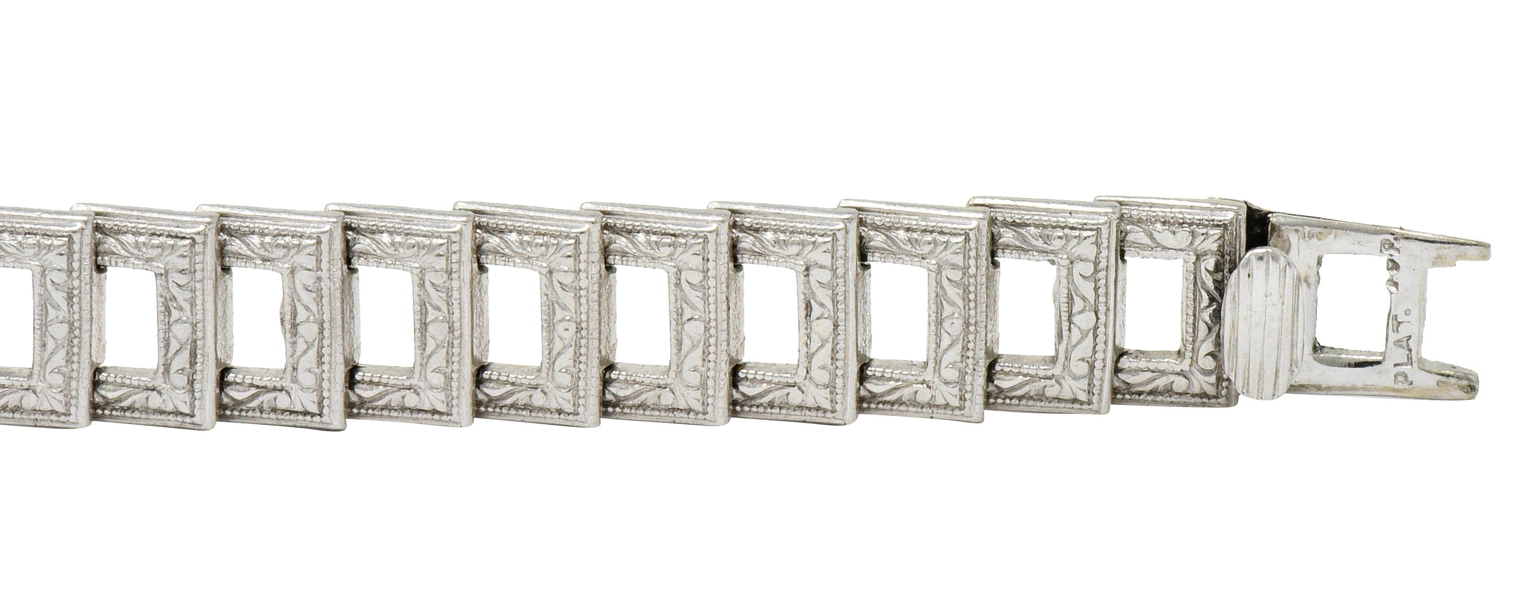 Bailey Banks & Biddle Art Deco 1.30 Carat Sapphire Diamond Platinum Bracelet 5