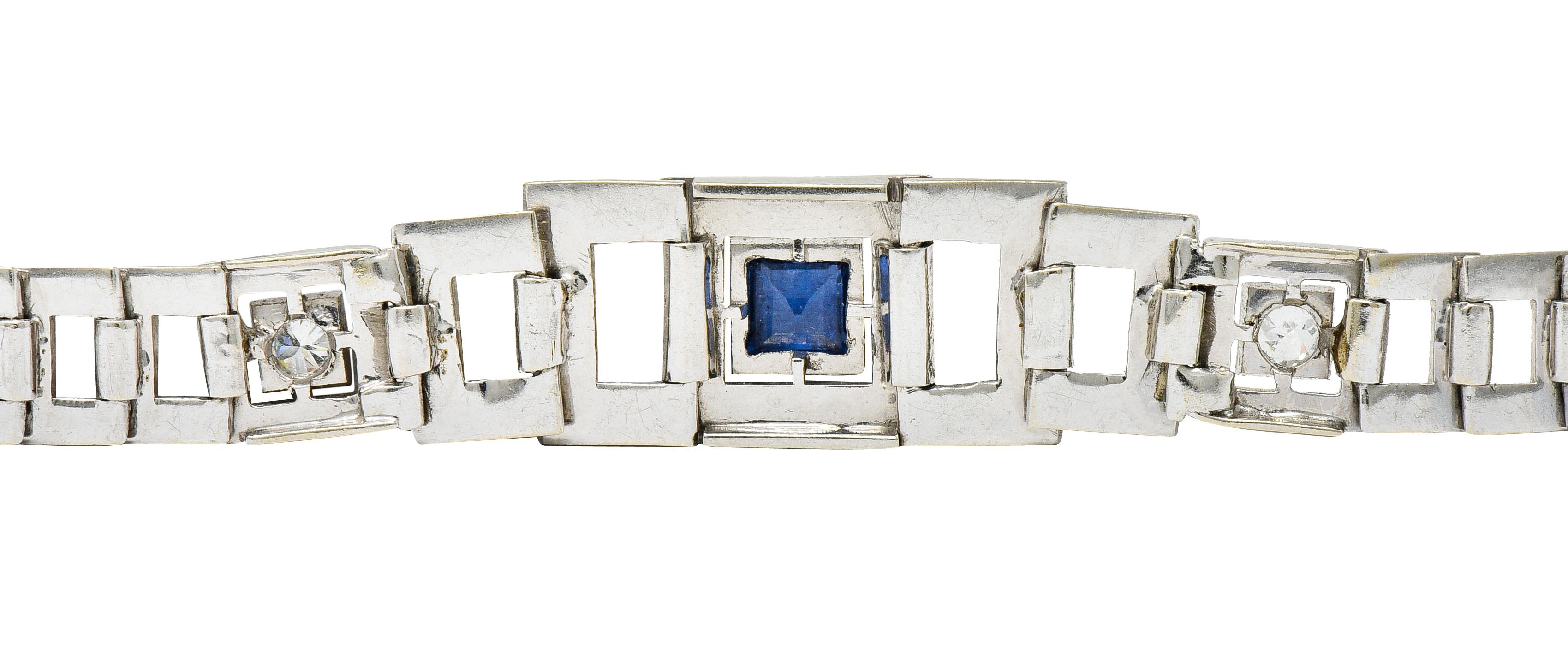 Bailey Banks & Biddle Art Deco 1.30 Carat Sapphire Diamond Platinum Bracelet 6