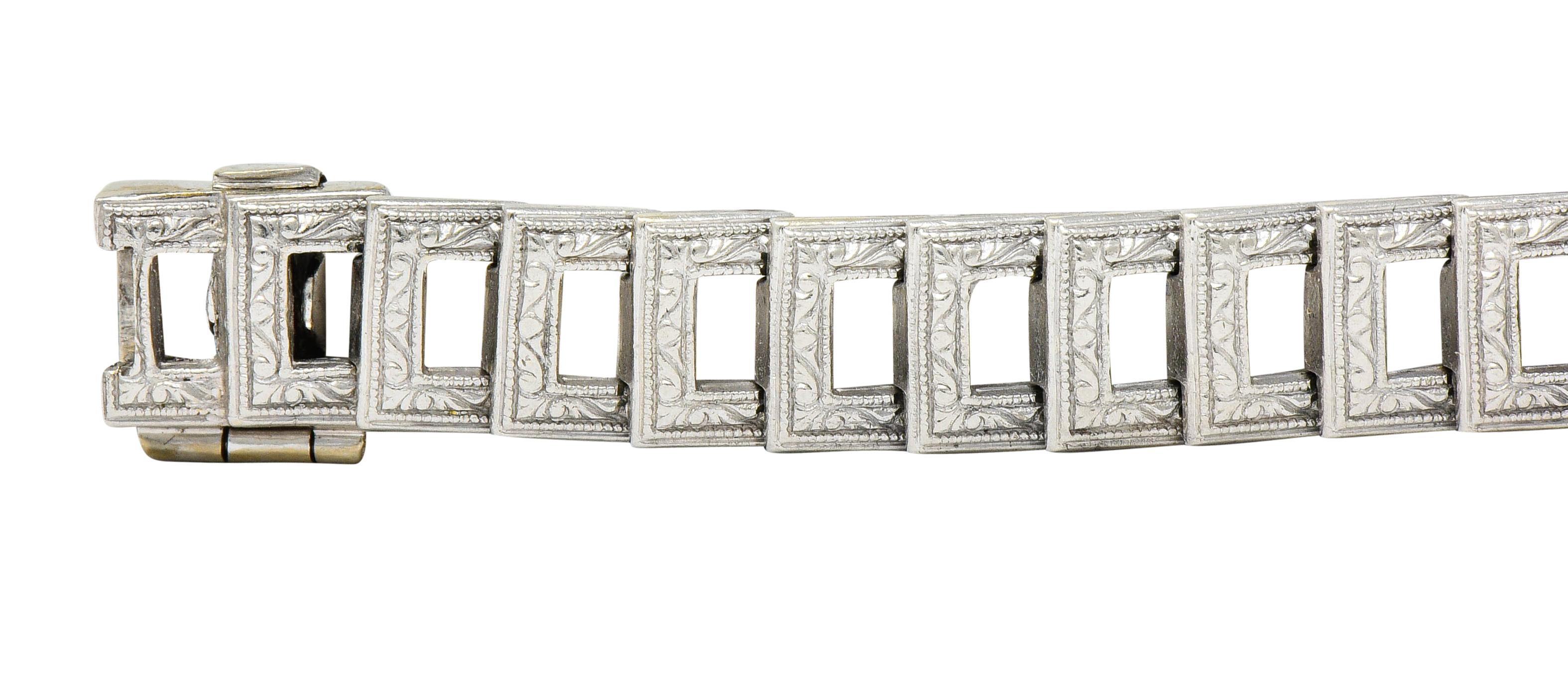 Bailey Banks & Biddle Art Deco 1.30 Carat Sapphire Diamond Platinum Bracelet 1
