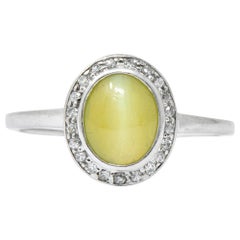 Bailey Banks & Biddle 2.30 Carats Cat’s Eye Chrysoberyl Diamond Platinum Ring