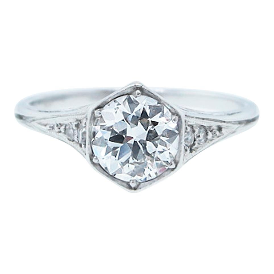 Bailey Banks & Biddle Art Deco Platinum .75 Carat Diamond Ring For Sale