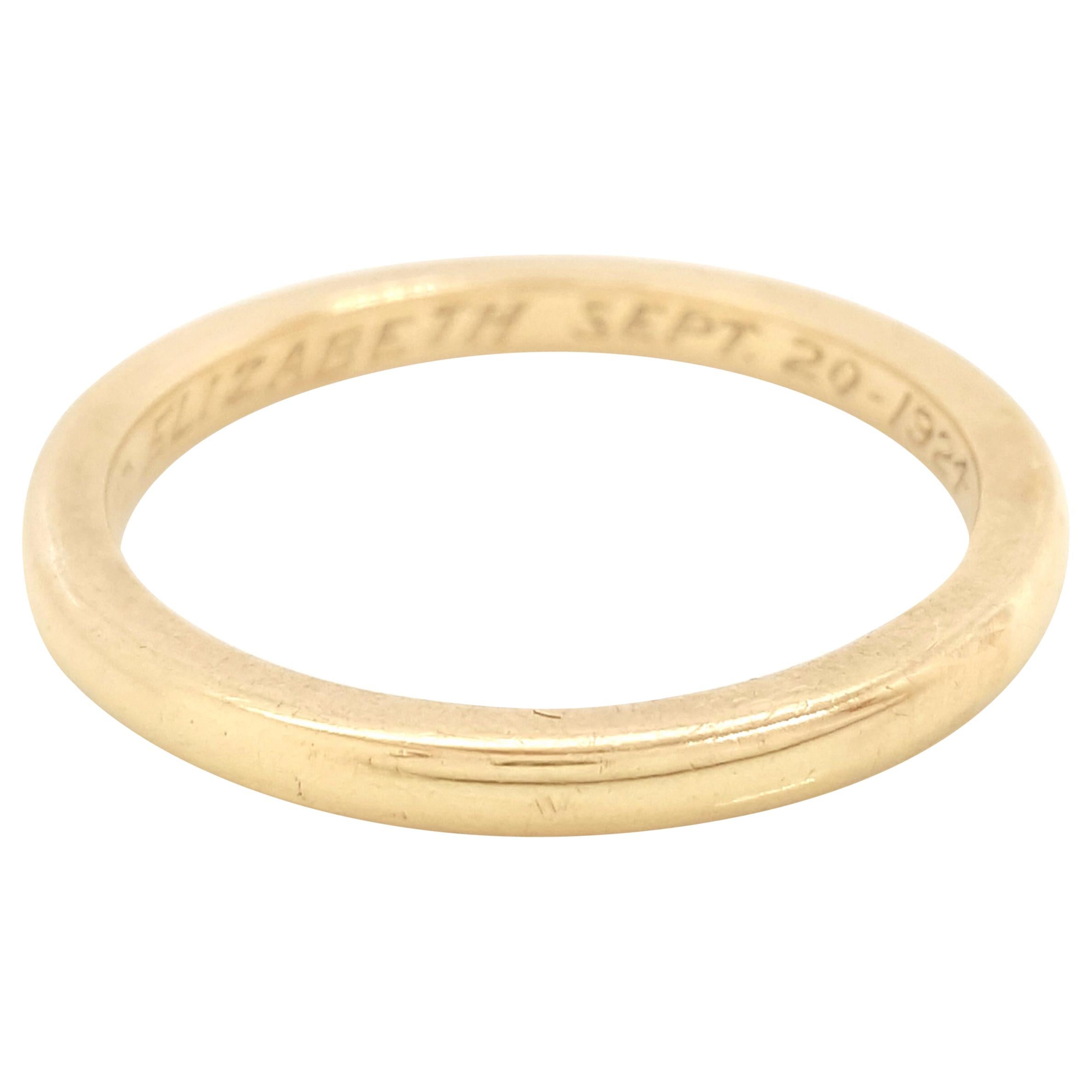 Bailey Banks & Biddle Dated 1924 Art Deco 18 Karat Yellow Gold Wedding Band For Sale