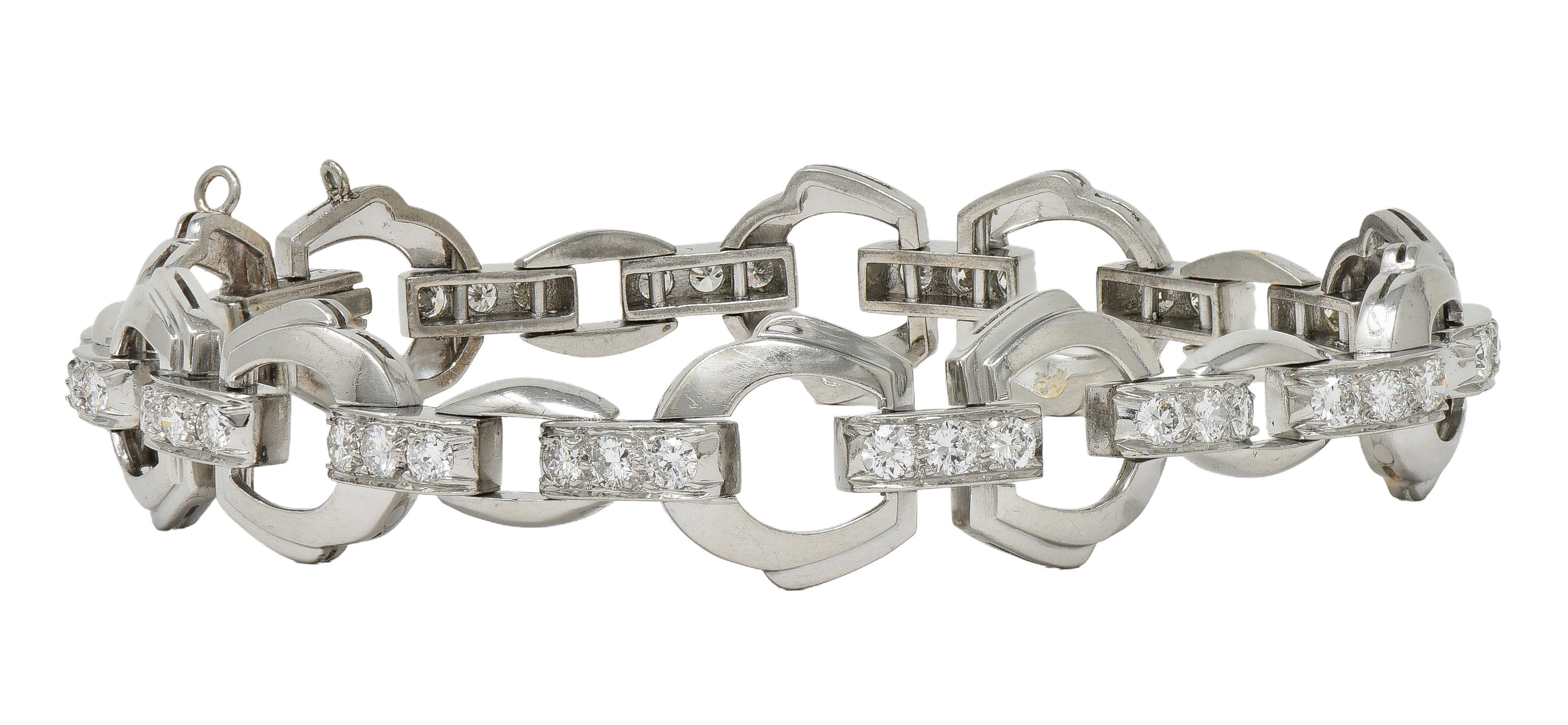 Bailey Banks & Biddle Deco 2.25 CTW Diamond Platinum Vintage Stirrup Bracelet im Angebot 5