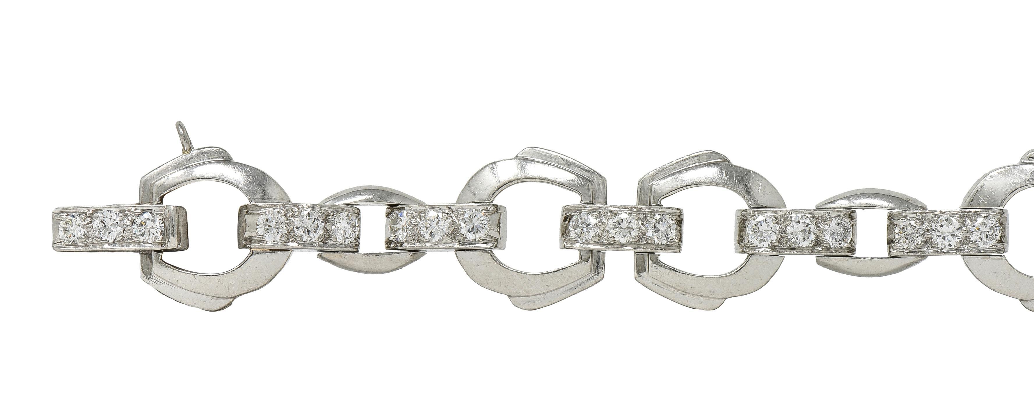 Bailey Banks & Biddle Deco 2.25 CTW Diamond Platinum Vintage Stirrup Bracelet im Zustand „Hervorragend“ im Angebot in Philadelphia, PA