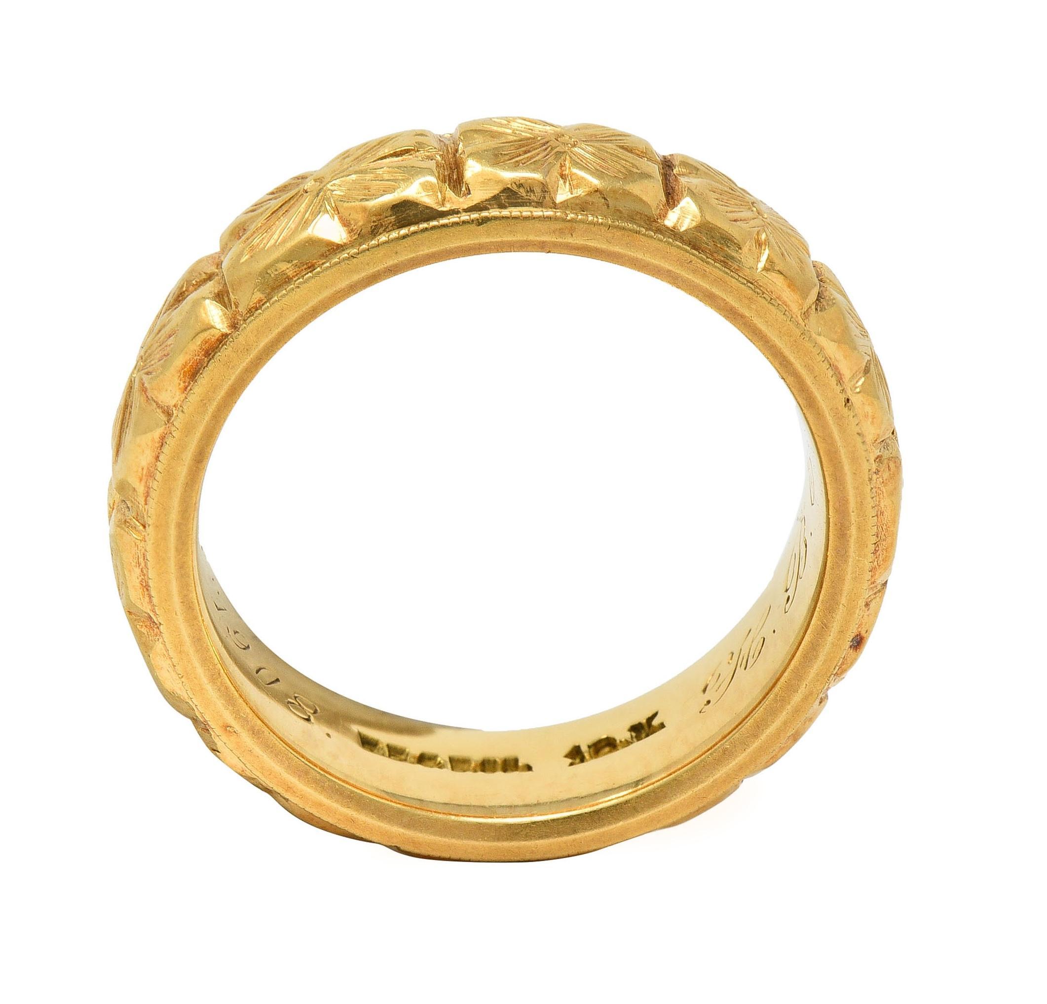 Bailey Banks & Biddle Edwardian 1908 18K Yellow Gold Antique Orange Blossom Ring 7