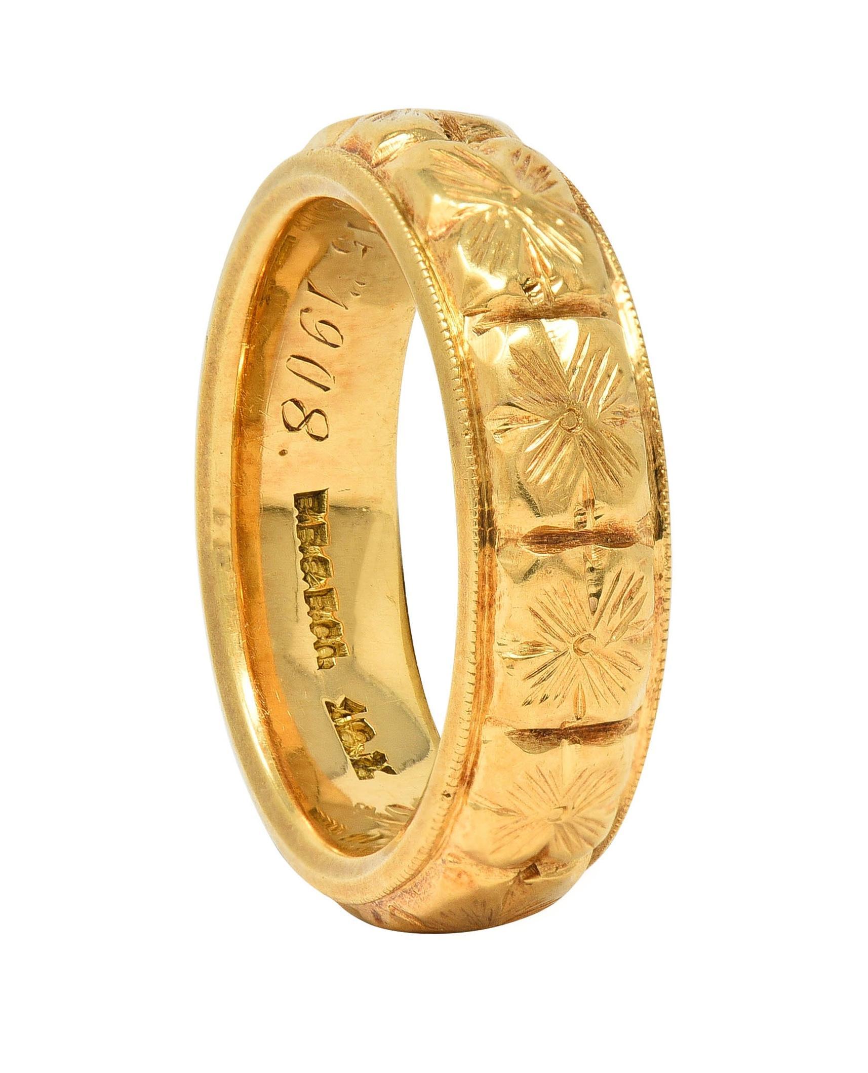 Bailey Banks & Biddle Edwardian 1908 18K Yellow Gold Antique Orange Blossom Ring 8