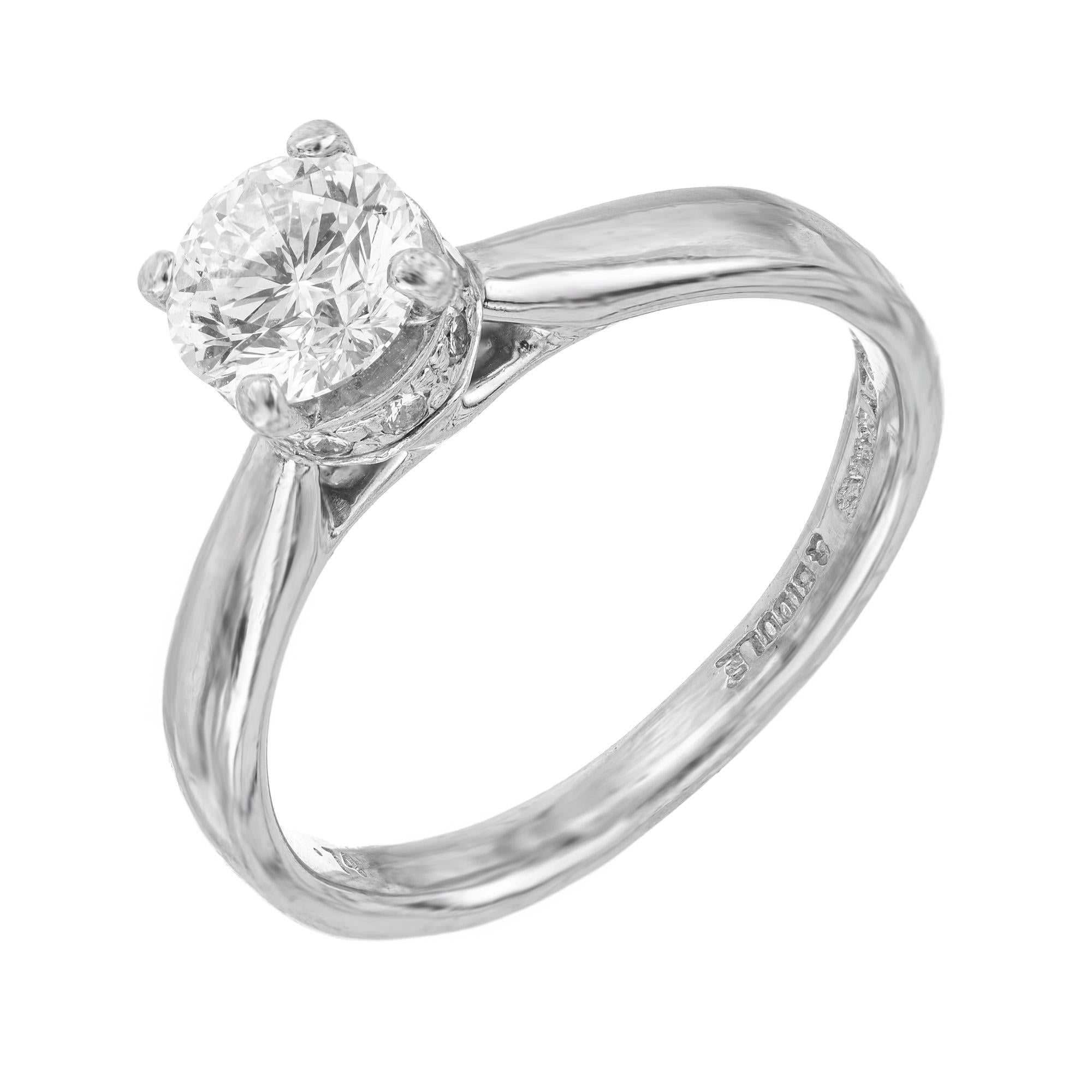 Round Cut Bailey Banks Biddle GIA .74 Carat Diamond Solitaire Platinum Engagement Ring For Sale