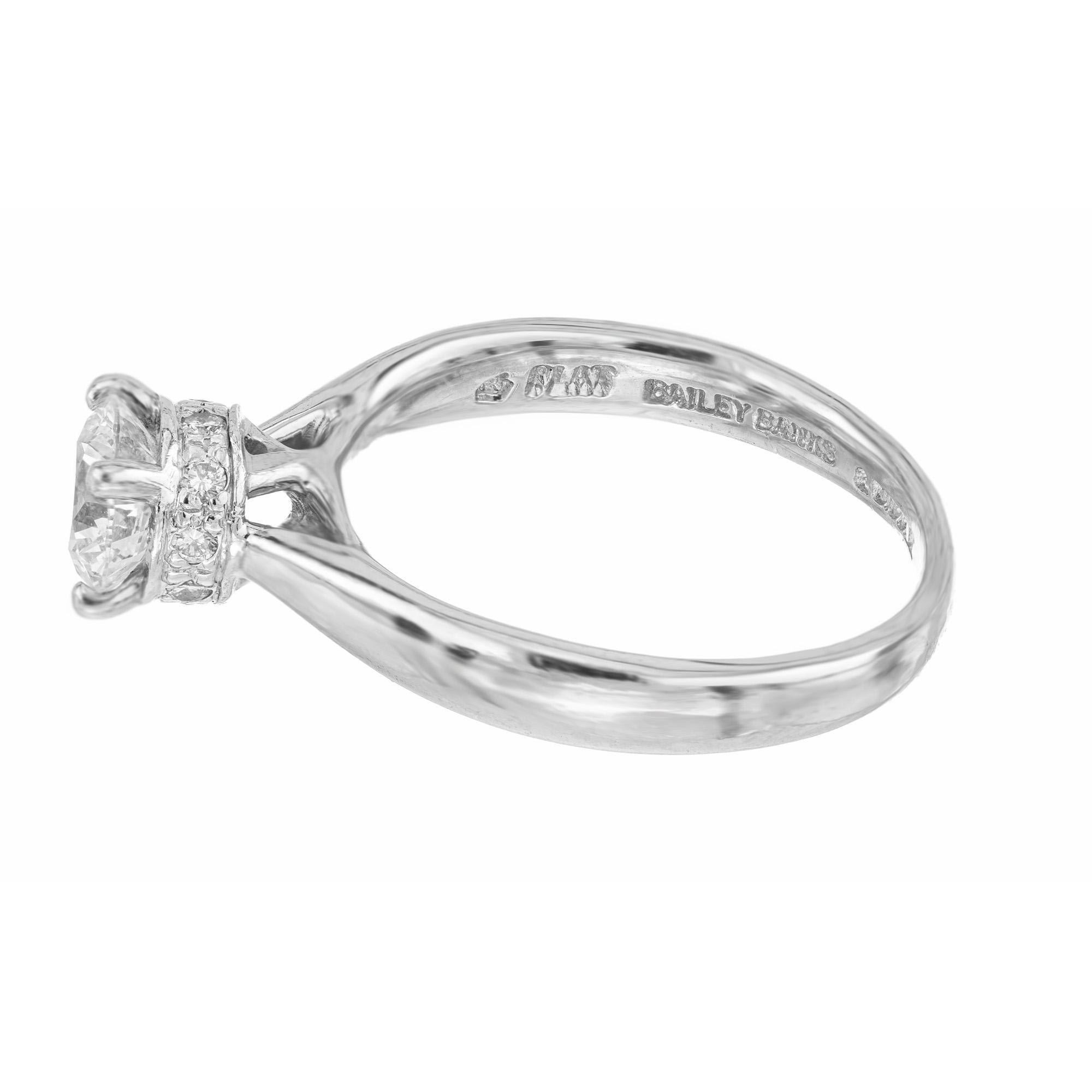 Bailey Banks Biddle GIA .74 Carat Diamond Solitaire Platinum Engagement Ring In Excellent Condition For Sale In Stamford, CT
