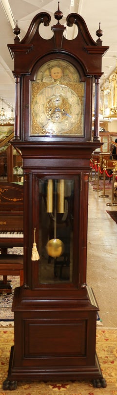Bailey Banks & Biddle Mahogany Federal Style Case Tall Case Grandfather Clock