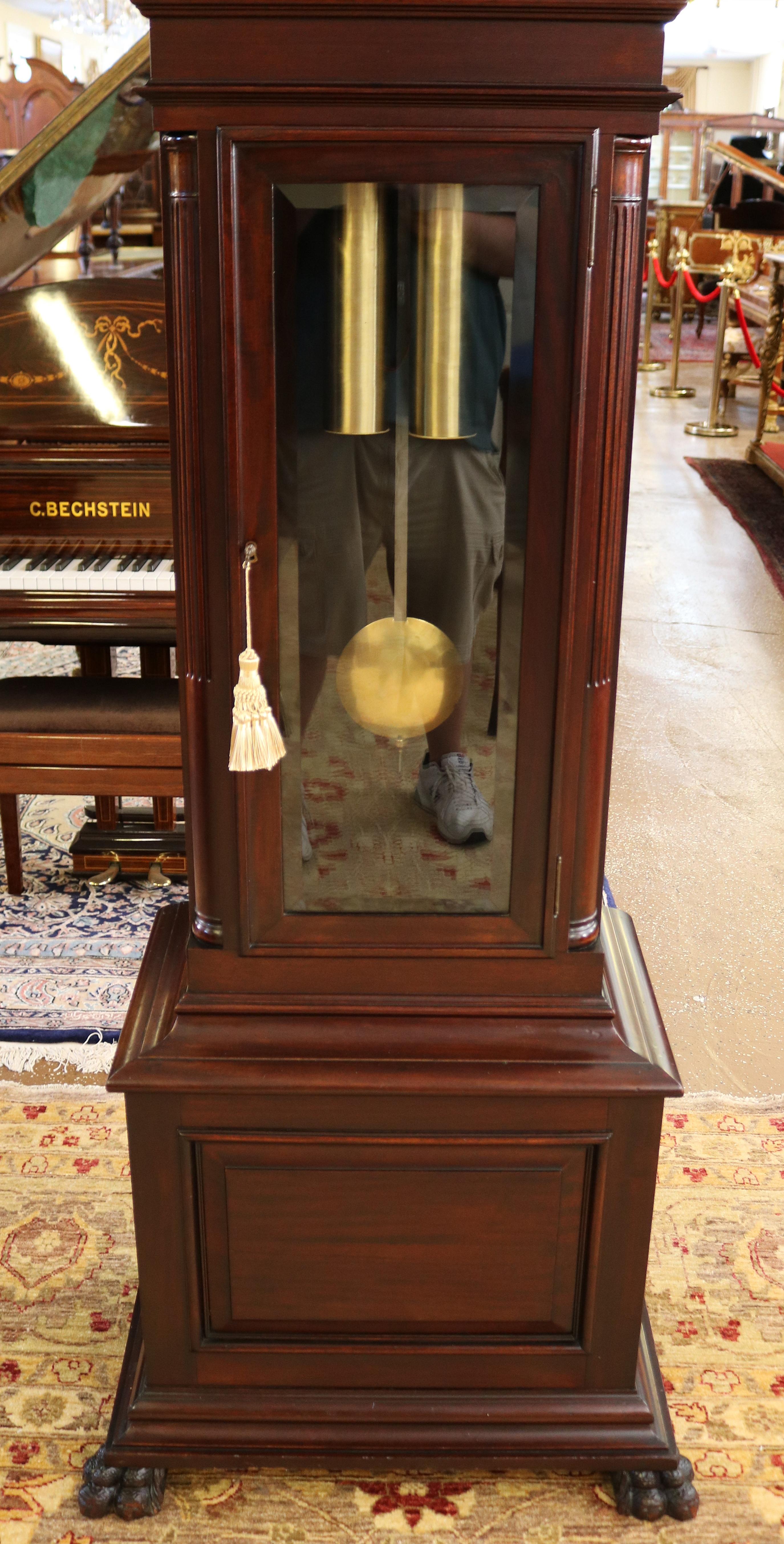 Early 20th Century Bailey Banks & Biddle Mahogany Federal Style Case Tall Case Grandfather Clock