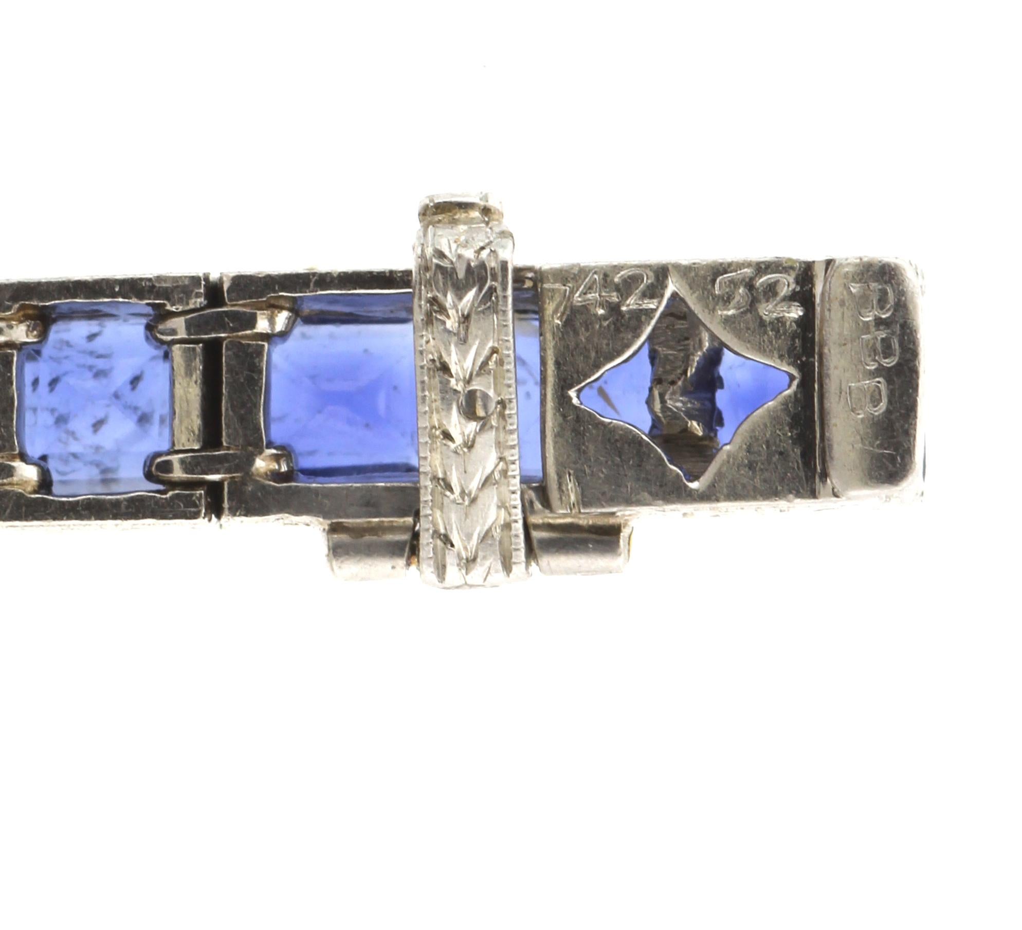 Bailey Banks & Biddle Non Heated  A.G.L Certified Sapphire Art Deco Bracelet im Zustand „Hervorragend“ im Angebot in Bethesda, MD
