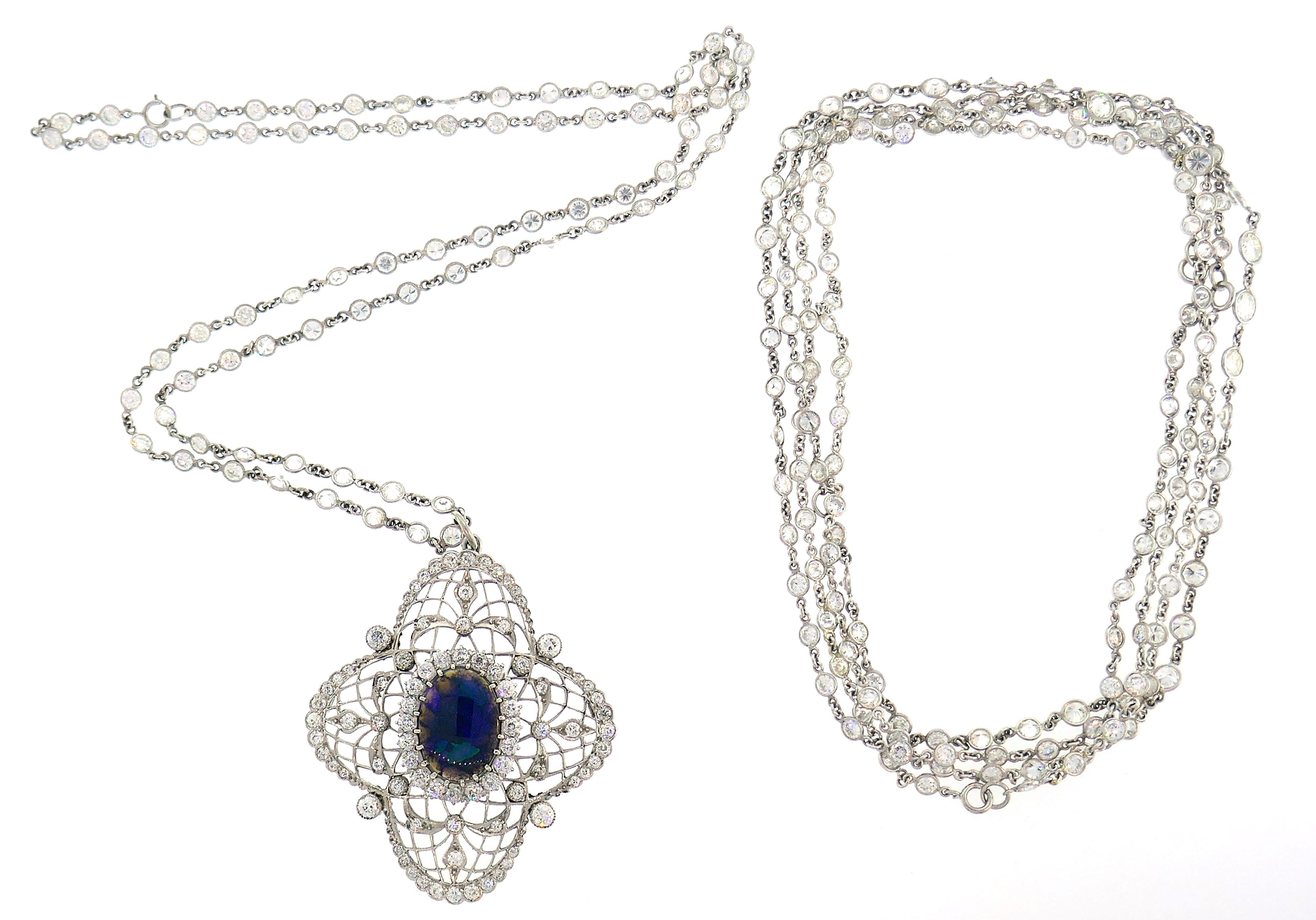 Fabulous pendant created by Bailey Banks & Biddle in the 1920s. It comes with three contemporary diamond by the yard chains that allow you to wear the pendant on different length. You can also layer the chains in many ways creating different look