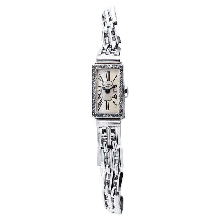 Bailey, Banks & Biddle Platinum Art Deco Ladies Diamond Dress Watch, 1930s For Sale 1