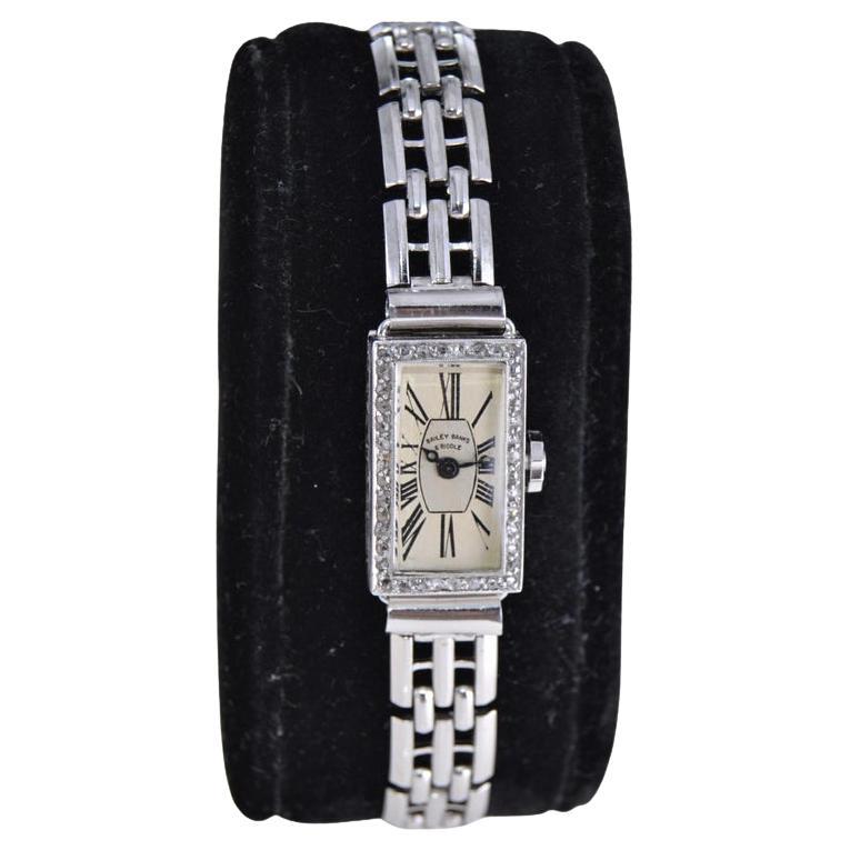 Bailey, Banks & Biddle Platinum Art Deco Ladies Diamond Dress Watch, 1930s For Sale