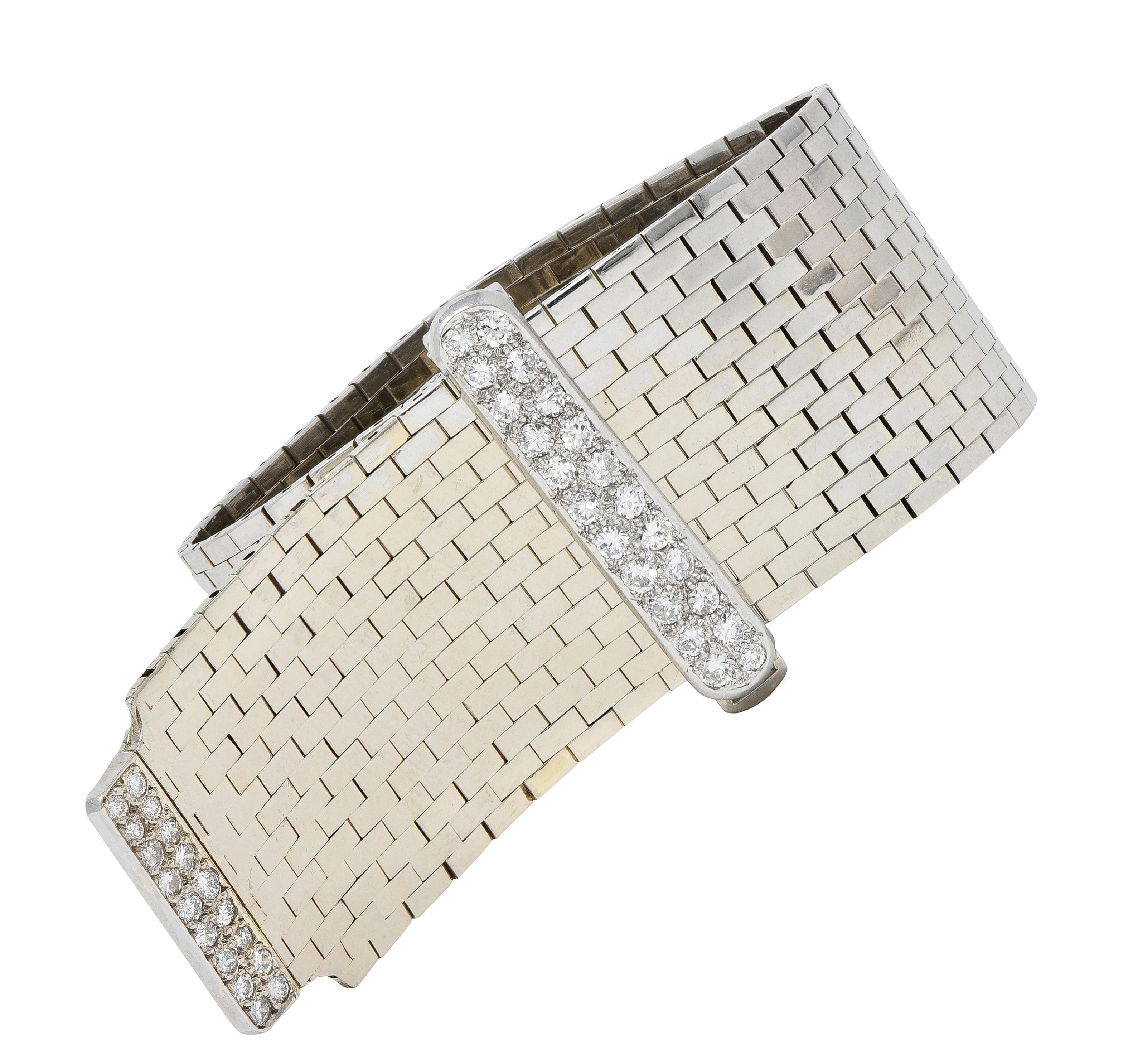 Bailey Banks & Biddle Retro Diamant-Armband aus 14K Gold mit Mesh-Schnalle, Vintage