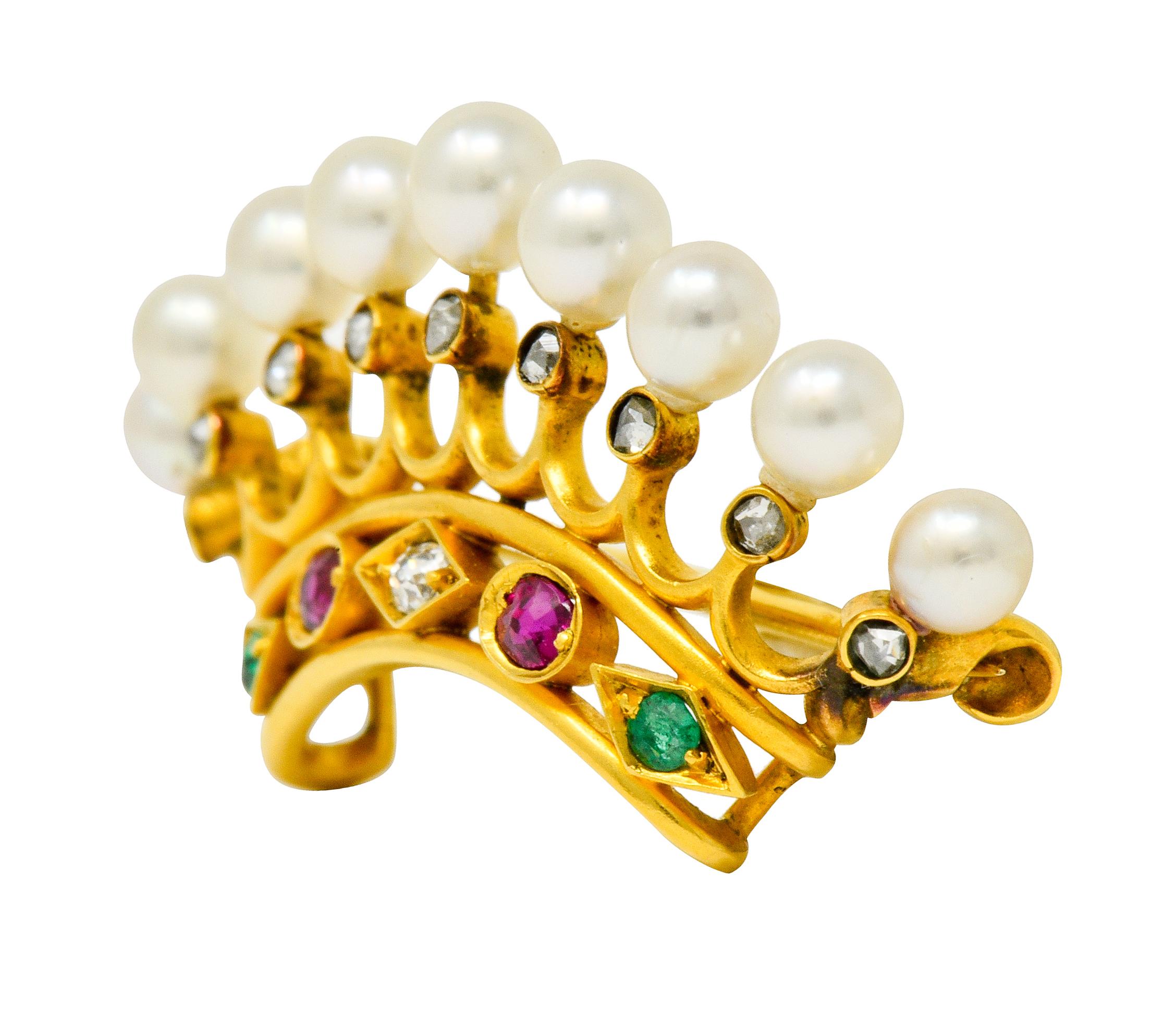 diamond crown brooch