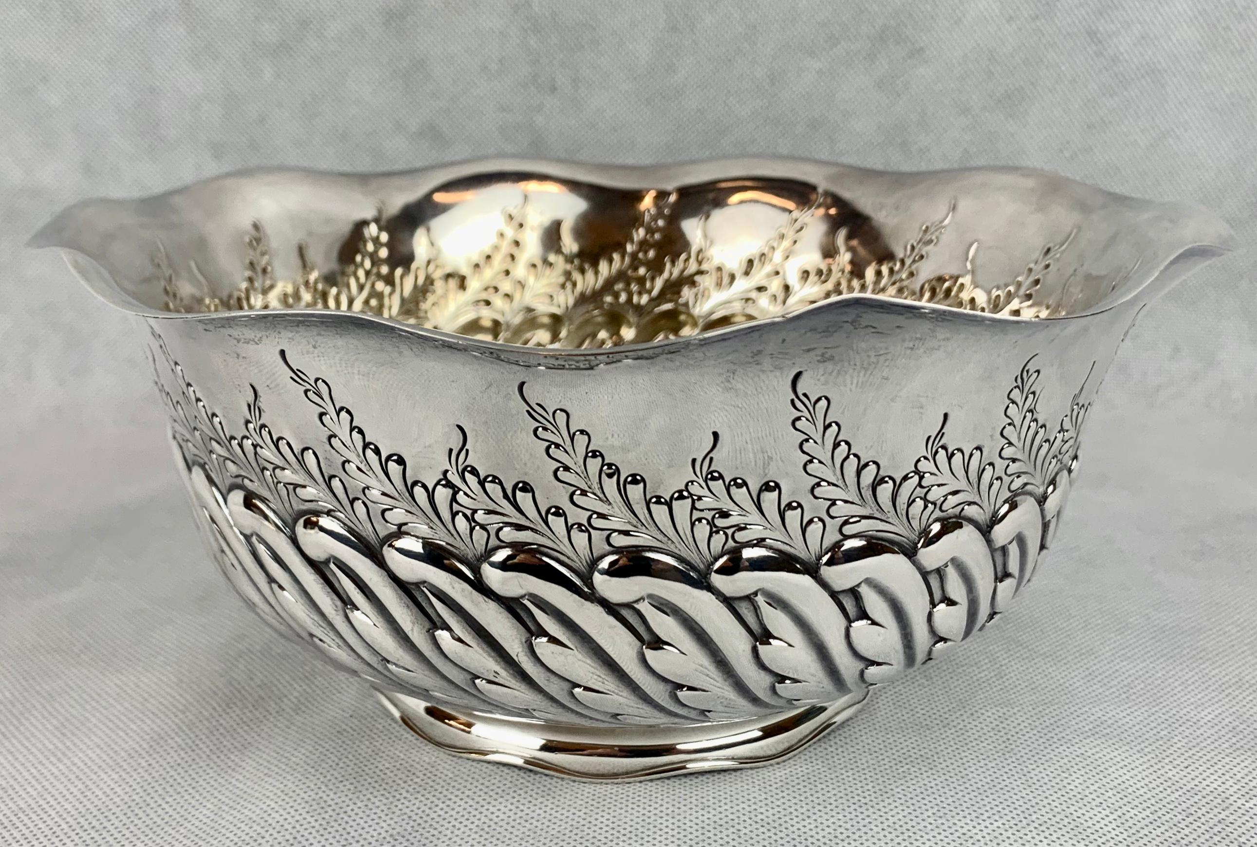 Mid-20th Century Bailey, Banks and Biddle Sterling Silver Repoussé Bowl-9.5