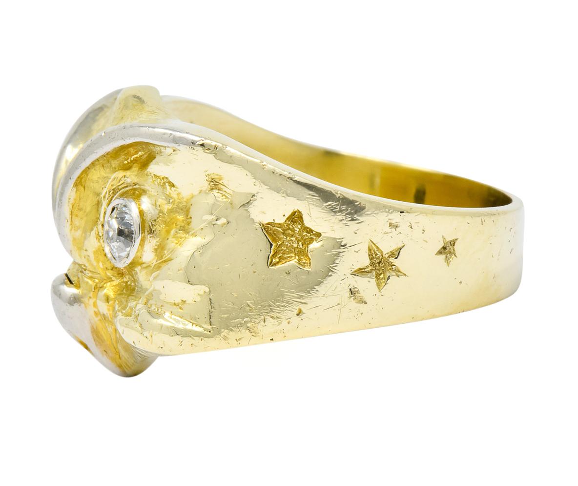 Women's or Men's Bailey Banks & Biddle Victorian Diamond 14 Karat Gold Owl Ring