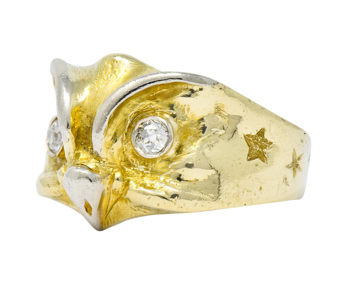 Bailey Banks & Biddle Victorian Diamond 14 Karat Gold Owl Ring 1