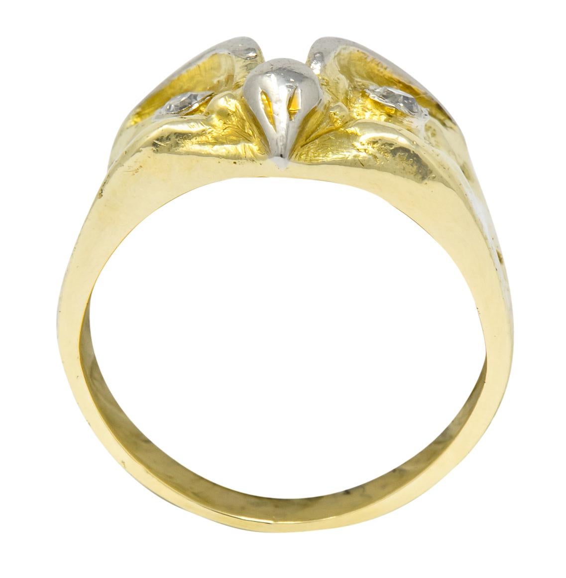 Bailey Banks & Biddle Victorian Diamond 14 Karat Gold Owl Ring 3