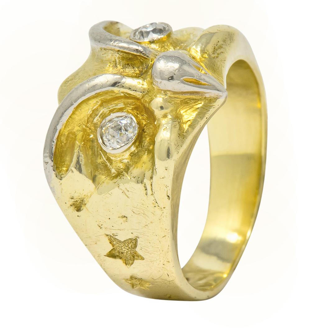 Bailey Banks & Biddle Victorian Diamond 14 Karat Gold Owl Ring 4