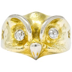 Bailey Banks & Biddle Victorian Diamond 14 Karat Gold Owl Ring