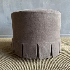 Bailey Cafe Noir Slip Covered Ottoman in Linen with Pleated Skirt