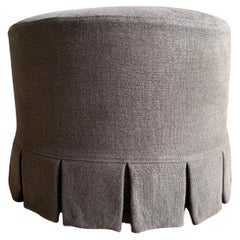 Bailey Cafe Noir Slip Covered Ottoman in Linen with Pleated Skirt