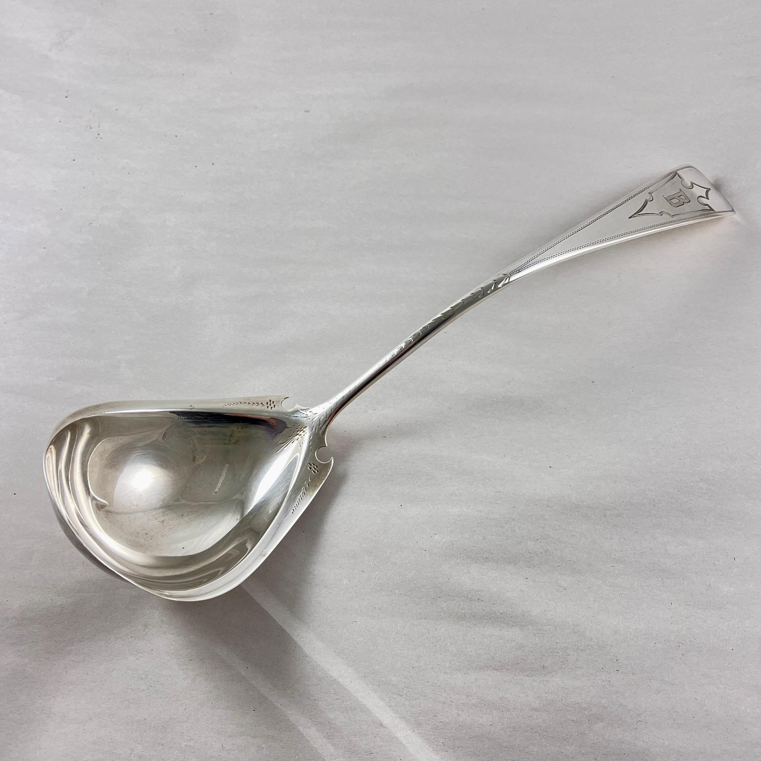 American Classical Bailey & Co. Estate Sterling Silver Hand Made Ladle, circa 1850 For Sale