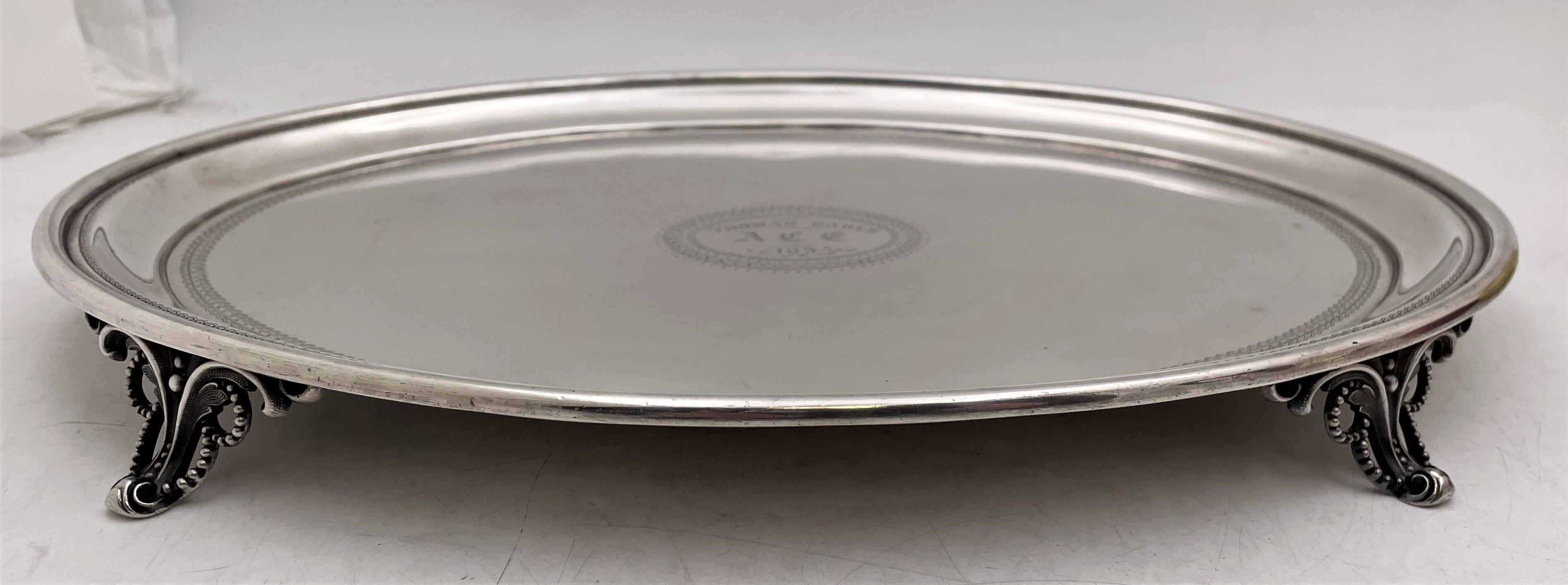 American Bailey & Co. Sterling Silver Salver/ Raised Dish from 1850s For Sale