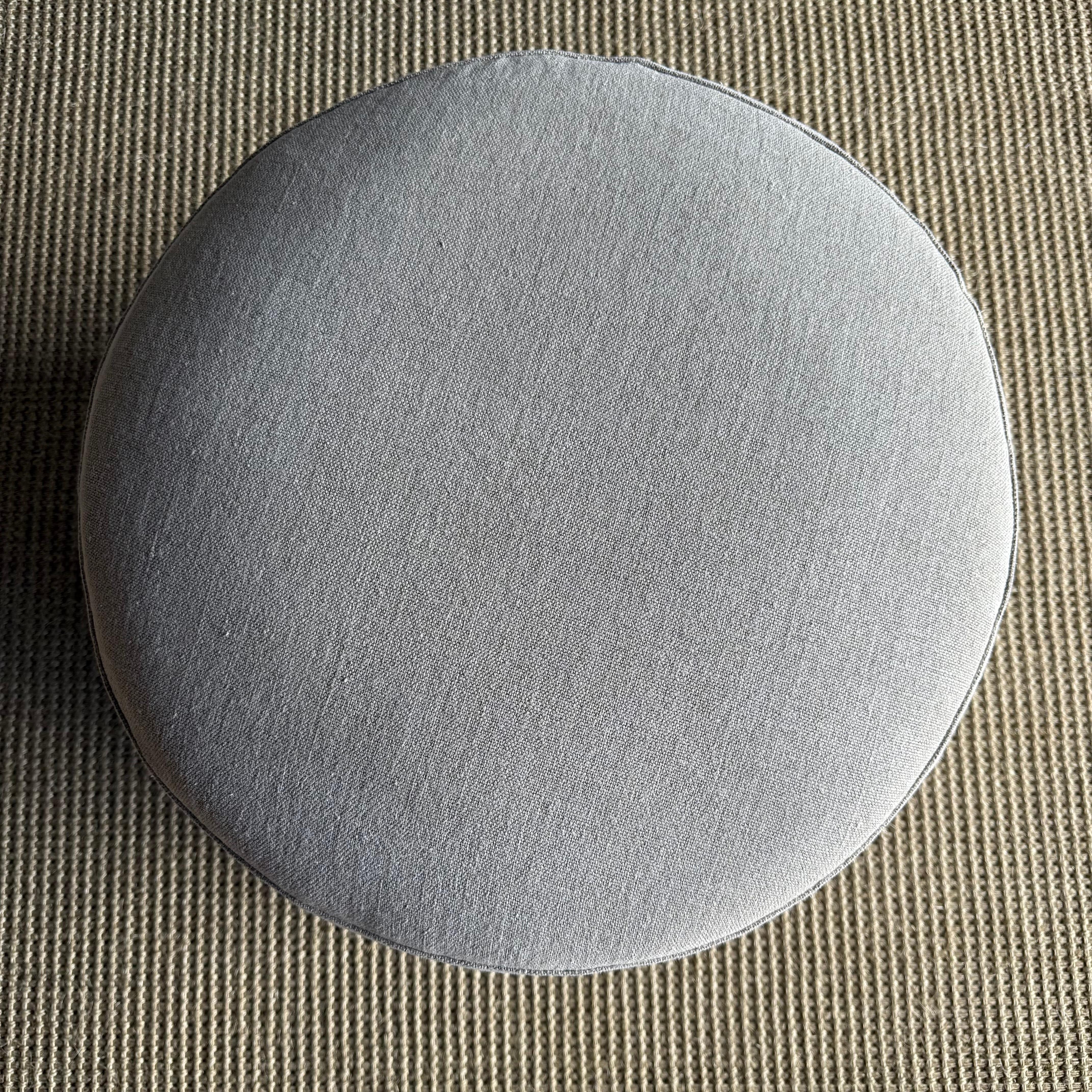 Bailey Flax Slip Covered Ottoman in Linen with Pleated Skirt For Sale 3
