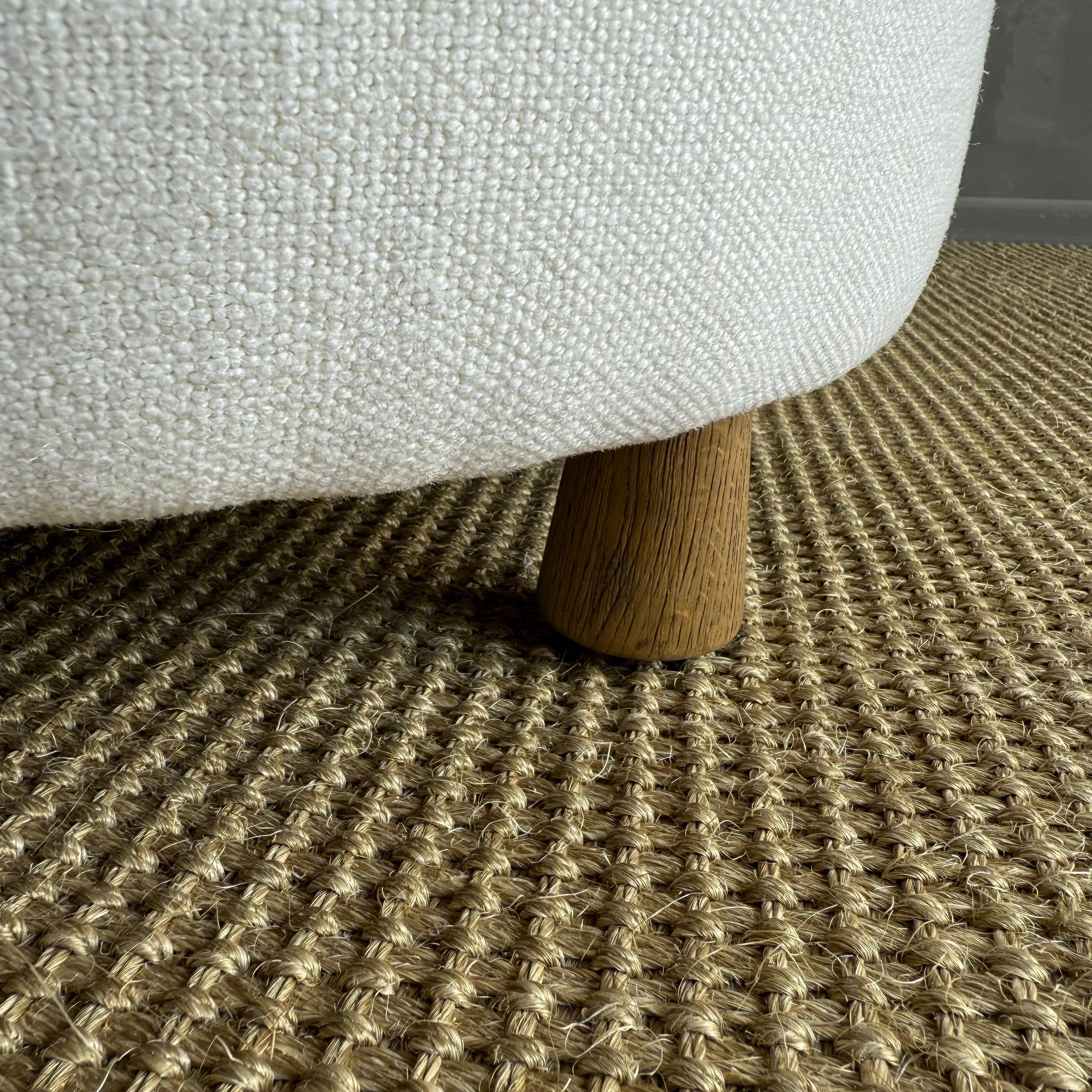 Bailey Natural Hemp Ottoman with Oak Legs en vente 9