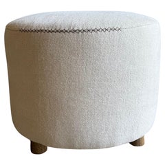 Bailey Natural Hemp Ottoman with Oak Legs
