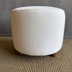 Bailey Oyster Hemp Ottoman with Oak Legs