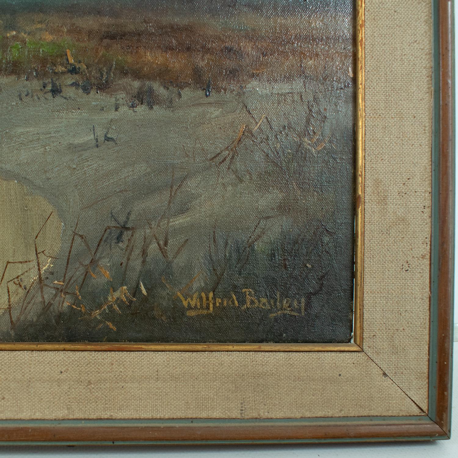Canvas BAILEY Wilfred fl. 1942-1954 - Teal over a Widening Dyke, oil on canvas, signed For Sale